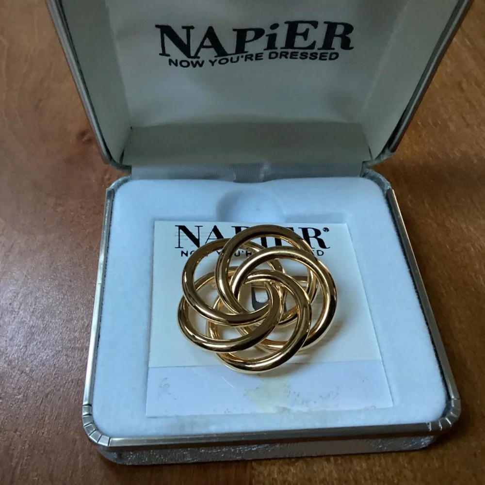 Napier Swirl Brooch Pin Gold-tone in box